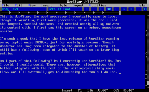 WordStar Screenshot